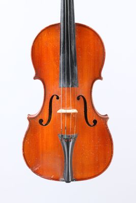 a close up of a violin on a white background with a white background