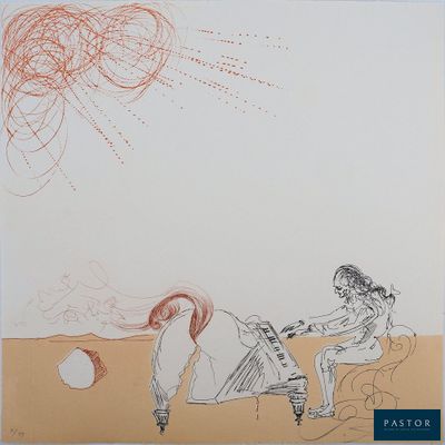 un dessin représentant un homme et une femme assis sur un banc