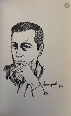 dessin représentant un homme la main posée sur le menton
