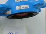 a picture of a blue ball valve on a white surface