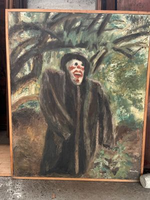 un tableau représentant un homme vêtu d'une robe noire et coiffé d'un chapeau