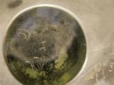 a metal bowl with a green substance in it