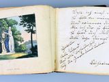 an open book with a picture of a man and a woman on it