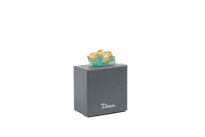 DAUM. Vide-poche Orchidées en pâte de verre, turquoise et ja… - Photo 1