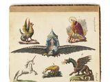 un vieux livre orné d'illustrations d'animaux et d'oiseaux