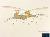 dessin représentant un garçon allongé par terre, une planche de surf à la main