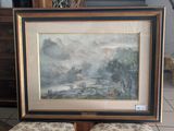 a picture of a picture of a mountain scene in a frame