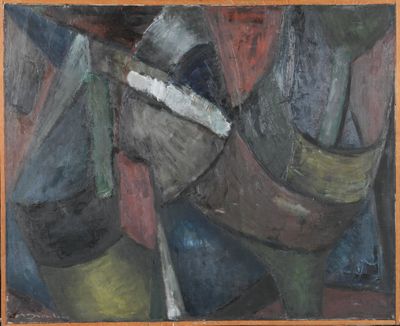 an image of a painting of a painting with a knife in it