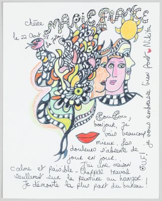 a drawing of a woman ' s face with flowers in her hair