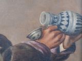 a painting of a man holding a vase in his hand