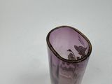 a purple glass cup with a dragonfly on it