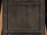 an old wooden box sitting on top of a wooden chair
