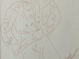 drawing of a man in a cowboy outfit with a hat and jacket