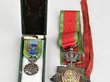 two medals and a medal in a case on a white surface