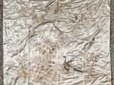 a white and gold silk scarf with embroidered flowers on it