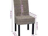 the measurements of a wicker dining chair with black legs