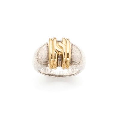an image of a gold and silver ring on a white background