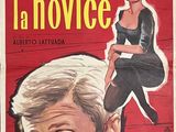 an old movie poster of a woman sitting on top of a man ' s head