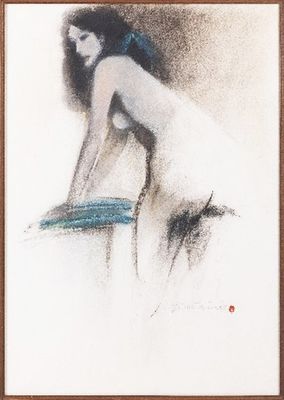 an image of a drawing of a nude woman in a chair