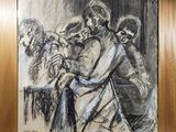 a drawing of a group of people standing next to each other