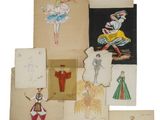 an image of a bunch of old fashion sketches on a white background