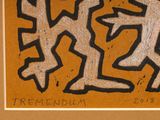 a picture of a painting of two figures on a brown background