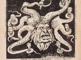 a black and white drawing of an octopus with tentacles around it