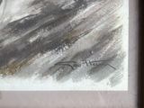 a picture of a painting of a man driving a car