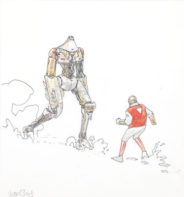 MOEBIUS (1938-2012). Le robot. Encres de couleur.
