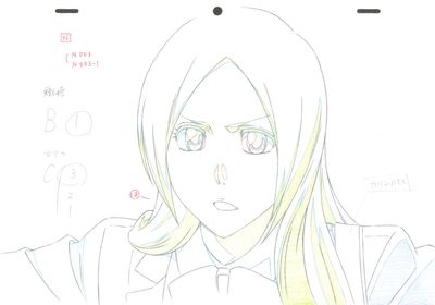 drawing of a woman with long blonde hair wearing a shirt and tie