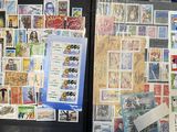 many different stamps on the back of a black case
