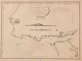 an old map of the coast of a small island in the middle of a body of water
