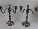 pair of antique silver plated candelabs with candlesticks