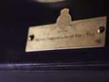 a close up of a label on a black suitcase