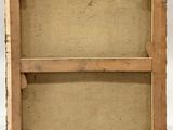 an old wooden box with two shelves on top of it