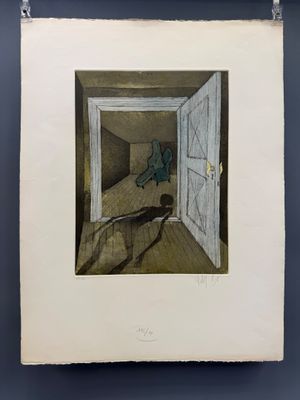 une image représentant un tableau où l'on voit une personne debout dans une pièce