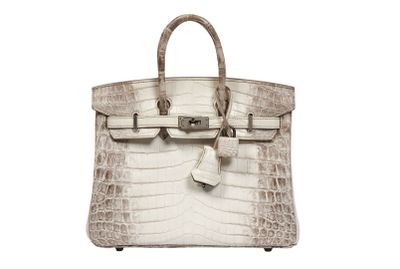 an image of a white bag with a lock on it