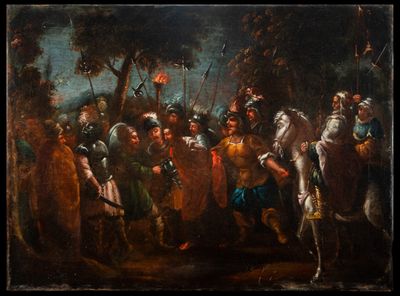 une image représentant un tableau où l'on voit un groupe de personnes vêtues d'armures