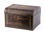 an old wooden box on a white background with a lock