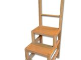 un tabouret en bois surmonté d'un miroir
