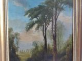 une photo d'un tableau représentant une rivière dans les bois