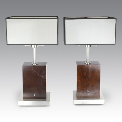pair of art deco table lamps in the manner of person