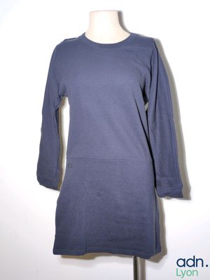 an image of a blue dress on a mannequin stand