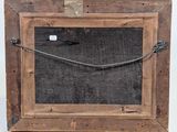 an old wooden picture frame with a chalkboard attached to it