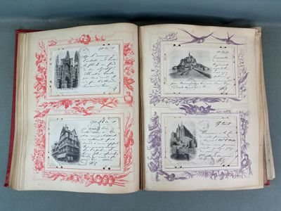 un livre ouvert sur lequel figure l'image d'un château