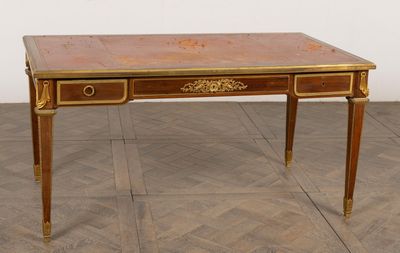 Paul SORMANI, attribué à. Bureau plat en acajou, placage d'a…