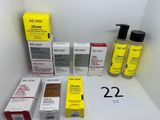 many boxes of hair products sitting on a table