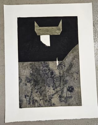 CLAVE Antoni : "Composition". Gravure gaufré au carborandum.