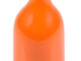an orange vase that is sitting on a white surface
