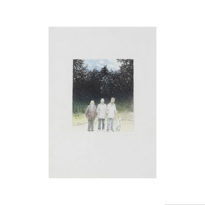 an image of a picture of three people standing in a field